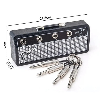 Fender Holder - Wall Mount Guitar Amp Key Holder, Includes 4 Guitar Plug Keyrings and 1 Wall Mount Kit.